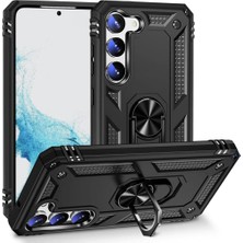 Prime Galaxy S23 ile Uyumlu Kılıf Yüzüklü Zırh Tank Vega Siyah