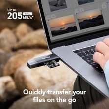 Prime Çift Yuvalı Usb-A/c Okuyucu, 205MB/S'YE Kadar Aktarım Hızı, Sd ve Microsd Kartları (LRW310X-BNBNG) Destekler