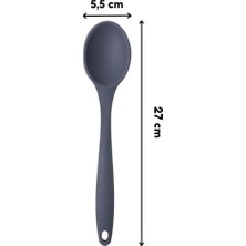 Prime Silikon Servis ve Yemek Hazırlama Kaşığı, Yumuşak Uç, Komple Silikon, 27 Cm, Yeşil Kaşık, Yanmaz Yapışmaz, Tencere Çizmez, 1 Adet