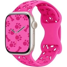 Prime - 42/44/45/46/49MM ile Uyumlu Kordon Pati Kedi Köpek Silikon Kordon 2/3/4/5/6/se/7/8/9/10/ultra - Pembe