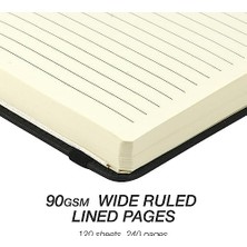 Prime Büyük Ciltli Defter, 240 Çizgili Defter Sayfaları, Siyah, 7,5 x 10 Inç