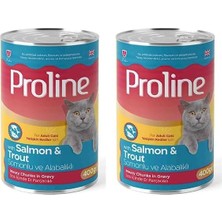 Prime Proline Somonlu ve Alabalıklı Sos Içinde Gravy Yetişkin Kedi Konservesi 400 gr 2li Paket