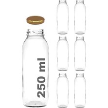 Prime 250 ml Metal Kapaklı Meyve Suyu, Meşrubat, Limonata Şişesi 250 cc Cam Şişe 6 Adet (Altın/)