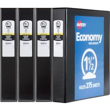 Prime Economy View Binder, 3,8 cm Yuvarlak Halka, Siyah, (5725) 1.5 Inch