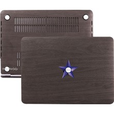 Prime MacBook Air 13 M1 Uyumlu Sert Kapak Kılıf Ahşap Desen Soft Id A1932 A2179 A2337 Siyah