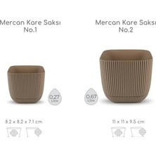 Prime Kare Saksı Seti 0,27 Litre + 0,67 Litre, Iç Mekan - Dış Mekan 2li Ekonomik Tabaklı Plastik Saksı Set Kahve Renk
