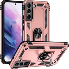 Prime Galaxy S22 ile Uyumlu Kılıf Yüzüklü Zırh Tank Vega Rose