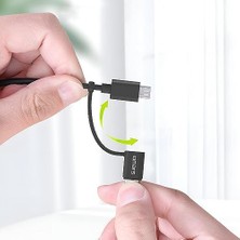 Prime 2'si 1 Arada Type-C Micro USB Şarj ve Data Kablosu 1.2 Metre