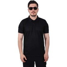 Kordak Siyah Lacost Polo Yaka Taktik T-Shirt
