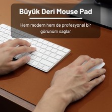 Prime Deer Pu Deri Mouse Pad Dikişli Kenar Dayanıklı Büyük Boy Çift Yönlü Kullanım Ofis Masa Matı Sümen(Kahverengi, 90X40 Xl)