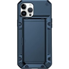 Prime Labs 14 Pro Max Slide Armor Sürgülü Kart Hazneli Koruyucu Kılıf (Mavi)