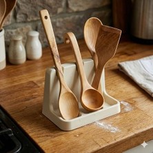 Prime Doğal Ahşap Servis Kaşığı - 30 cm Şimşir Mutfak Kaşığı, Yemek Servis ve Pişirme Gereci, Çizmez Şık Tasarım El Yapımı Kaşık, Asılabilir