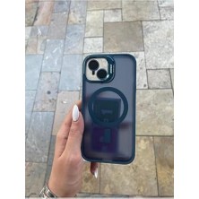 Prime 15 Uyumlu Uyumlu Kılıf + Lens Koruyucu Standlı Kenarı Renkli Silikon Arkası Sararmaz Şeffaf