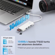 Prime USB 3.0 To 3.0 Tf Sd Kart Okuyucu 3 Portlu USB 3.0 Çoklayıcı Adaptör Beyaz