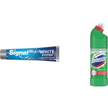 Prime Signal Diş Macunu Original 2 Haftada Daha Beyaz Dişler 75 Ml(1) Domestos Yoğun Kıvamlı Çamaşır Suyu Maksimum Hijyen Dağ Esintisi, 750 Ml(4)