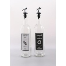 Prime 2'li 750 ml Akıtmaz Şeffaf Zeytinyağı Sıvıyağ Şişesi Cam Yağdanlık Akıtıcılı Yağlık 750ML