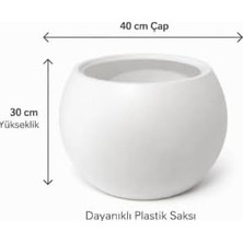 Prime Modern Iç ve Dış Mekan 40X30 cm Beyaz Plastik Dekoratif Yuvarlak Saksı