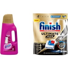 Prime Vanish Kosla Multipower Renkliler Için Leke Çıkarıcı ve Deterjan Güçlendirici Sıvı (1 x 2000 Ml) ve Finish Plus 20 Kapsül Bulaşık Makinesi Tableti