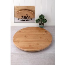 Prime Mini Boy Doğal Bambu Döner Stand - 12 cm Çapında Küçük Yuvarlak Altlık - Baharatlık, Sosluk ve Kahve Yanı Sunum Tahtası
