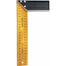 Prime Gönye, Sarı ve Siyah, Çift Taraflı Ölçekli, Marangozluk ve Inşaat Için, 25 cm