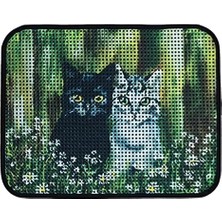 Prime Miapet Elekli Desenli Kedi Tuvalet Önü Paspası 60 x 45 cm Siyah-Beyaz Kediler