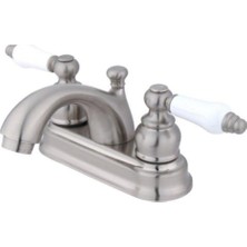 Prime KB2608PL 4 Inç Lavabo Bataryası, Porselen Kol Saplı Fırçalanmış Nikel
