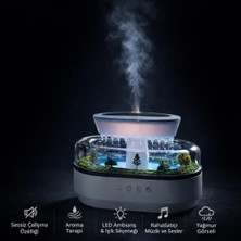Prime Yağmur Damlası Efektli Hava Nemlendirici ve Aroma Difüzör, Doğa Ses Modları, LED Ambiyans Işıklı, Sessiz Çalışma, Dekoratif Tasarım