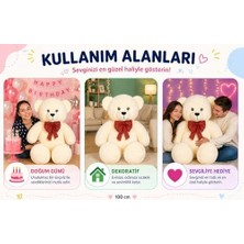 Prime 100 cm Dev Pelüş,papyonlu Ayı,peluş,yumuşak ve Sevimli Büyük Boy Oyuncak,sarılmalık,papyonlu Ayıcık,sevgiliye Hediye Ayıcık,dev Ayı,büyük Boy (Krem)