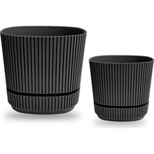 Prime Kare Saksı Seti 2,3 Litre + 4,6 Litre, Iç Mekan - Dış Mekan 2li Ekonomik Tabaklı Saksı Set Renk