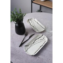 Prime Beyaz Mermer Noyan Kayık Tabak 28 cm 2 Adet 17951