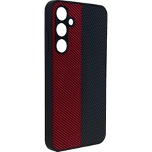 Prime Galaxy S21 Fe ile Uyumlu Kılıf Karbon Fiber Desenli Double 2mm Kamera Koruma Çıkıntılı Enıgma Galaxy S21 Fe Için Kılıf Red Gray