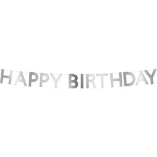 Prime - Tırtıklı Gümüş Happy Birthday Asılan Süs