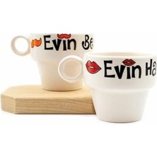 Prime Evin Hanımı & Evin Beyi 2'li Espresso Bardak Seti - Hediye Seramik Fincan