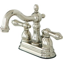 Kingston Brass KB1606AL Heritage Lavabo Bataryası 10 cm Centerset, Metal Kol, Parlak Nikel