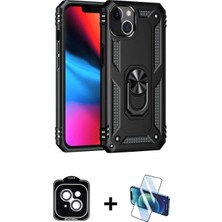 Pileli Store Pilelistore™ iPhone 14 Kılıf Ahenk Klasik Koleksiyonu - Siyah 3D Antistatik Cam Ekran Koruyucu + Pvd Metal Kamera Lens - Gs