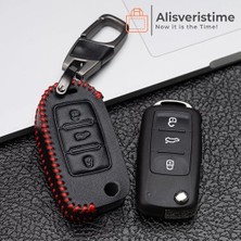 Prime (Vw Polo, Golf, Passat, Uyumlu) 3 Buton Deri Anahtar Kılıfı