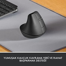 Prime Lift Kablosuz Ergonomik Dikey Mouse, 57° Dikey Açı, 4000 Dpı, Sessiz, Küçük ve Orta Eller Için, Bluetooth, Logi Bolt USB Alıcı, 24 Ay Pil Ömrü, Siyah