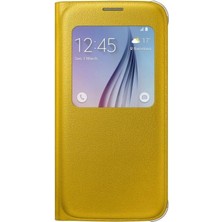 Prime Galaxy S6 Orjinal S-View Cover (Deri Görünümlü) - Sarı EF-CG920PYEGWW (Outlet)