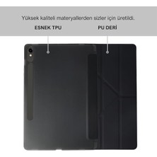 Prime Galaxy Tab S9 Fe 10.9 Inç Uyumlu Smart Kılıf, S Pen Kalemlikli, Trifold, Esnek, Mat, Darbeye Tam Dayanıklı Tablet Kılıfı (Siyah)