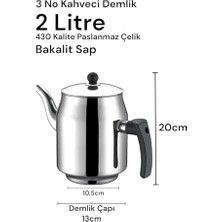 Prime 430 Paslanmaz Çelik Kahveci Demlik 2000ML 3 No