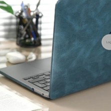 Prime MacBook Pro 13 Inç M1 M2 Sert Koruyucu Kılıf Lacivert | Deri Kaplama Alt+Üst Kapak | 360° Darbe ve Çizik Önleyici Laptop Kılıf