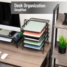 Prime Reader 5tpaper-Blk 5 Katmanlı Kağıt Tepsisi, Dosya Depolama, Masaüstü Düzenleyici, Metal Ağ, 30 cm U x 35 cm G x 14,5 Inç Y, Siyah