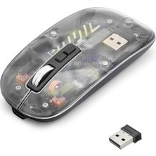 Prime Şeffaf Tasarımlı Kablosuz Mouse 2.4g + USB Çift Mod, 800/1200/1600 Dpı Ayarlanabilir, 75G Ultra Hafif, Manyetik Gövde, Pil Göstergeli, Ergonomik Bilgisayar Faresi | M233 (Siyah)