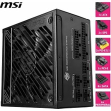 Prime Msı Mpg A1250GS Pcıe5 1250W 80+ Gold Atx 3.1 Pcıe 5.1 2x 12V-2X6 Power Supply