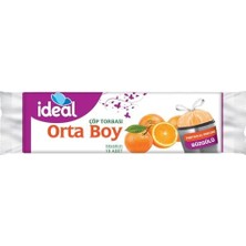 Prime Ideal Portakal Kokulu Orta Boy Büzgülü Çöp Poşeti 10'lu 50X60 Cm, Kolay Bağlanır Kokulu Büzgülü Orta Boy Çöp Torbası, Sızdırmaz Yırtılmaz, Geri Dönüştürülebilir Atık Torbası Güçlü Çöp Poşeti