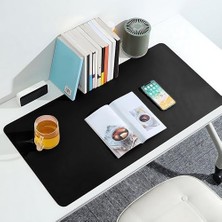 Prime Çift Renk Dikişli Pu Deri Masa Matı 80X40 cm Mousepad, Su Geçirmez Masa Sümeni, Çift Taraflı Kullanım, Dizüstü Bilgisayar/ofis/ev Için, Kaymaz Taban (Siyah ve Koyu Gri)