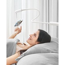 Prime Gooseneck Yatak Için Telefon Tutacağı, 360° Döndürme Destek Çubuğu Tek Elle Ayarlanabilir Cep Telefonu Standı, Tüm 4,7-7 Inç Cihazlarla Uyumlu (Beyaz)