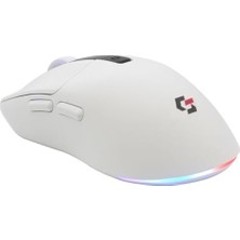 Prime Gravion Sharper Rgb Işıklı Kablosuz Gaming Oyucu Mouse 12000 Dpı, Ultra Hafif, Bluetooth + 2.4g Kablosuz + Kablolu, Huano Silent Switch Tıklama, PAW3311 Sensör, 400MAH Batarya, Beyaz Gamer Faresi