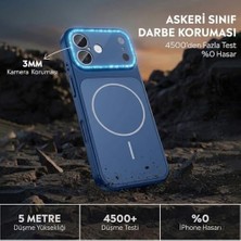 Prime ile Uyumlu Kılıf Kamera Tasarımı Mag-Safe Destekli Temperli Cam Arka Yüzey Şık Turuncu Renk Darbelere Karşı Koruma Lüks Telefon Kılıfı (Lacivert, 15 Pro)