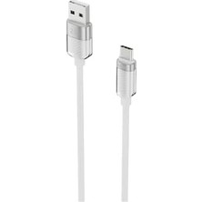Prime Knıt Glam 2.1A Hızlı Şarj Destekli, Usb-A To Type-C Şarj ve Data Aktarım Kablosu, 1 Metre, Beyaz